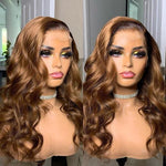Bronze Brown Color 180% Density Glueless Wig