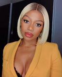 Color #4/613 Blonde Bob Wig Middle Part Frontal Lace Wig