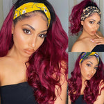 Sugar Plum Color Headband Wig With Natural Black Root | Throw On & Go
