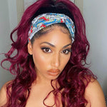Sugar Plum Color Headband Wig With Natural Black Root | Throw On & Go