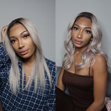 Light Grey Ombre Color Wig Straight Frontal Lace Wig