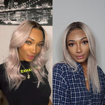 Light Grey Ombre Color Wig Straight Frontal Lace Wig