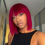 Sugar Plum Color Bob Wig With Bangs | Limited Sale