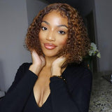 Summer Trends Highlights Mix Color Curly Bob Wig