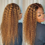 Mix Brown Color Curly Glueless High Density Lace Closure Wig