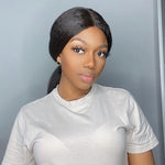 Kinky Straight Middle Part High Density Glueless Closure Wig
