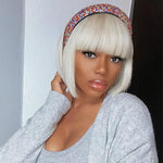 Summer Trends Ice Blonde Color Bob Wig With Bangs