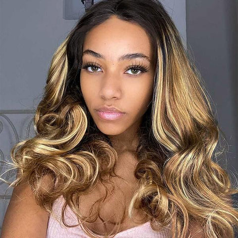 Balayage Ombre Blonde Glueless T Part Simple Lace Wig