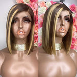 Highlights Mix Color Bob Wig Glueless T Part Simple Lace Wig