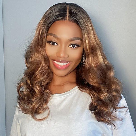 TB/9A Mix Color Ombre Glueless Compact Frontal Lace Wig