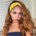Ombre Brown Color Headband Wig With Natural Black Root | Throw On & Go