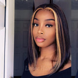 Mix Color Highlight Bob Wig Middle Part Lace Wig