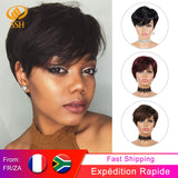 SSH Short Human Hair Wigs Pixie Cut Straight Remy Brazilian Hair for Black Women Machine Made Highlight Color Cheap Glueless Wig - Solar Led Lights