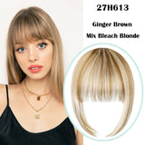 SHANGZI False Bangs Synthetic hair Bangs Hair Extension Fake Fringe Natural hair clip on bangs Light Brown HighTemperature wigs - Solar Led Lights