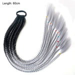 Hair Color Gradient Dirty Braided Ponytail Women Elastic Hair Band Rubber Band Hair Accessories Wig Headband 60cm - Solar Led Lights