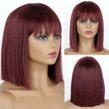 AISI HAIR Short Bob Wig With Bangs for Women Synthetic Bob Wigs Black Pink Purple Cosplay Wigs for Party Daily Shoulder Length - Solar Led Lights