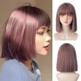 AISI HAIR Short Bob Wig With Bangs for Women Synthetic Bob Wigs Black Pink Purple Cosplay Wigs for Party Daily Shoulder Length - Solar Led Lights