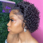 New Slick Back Curly Short Cut 13x4 Frontal Lace Wig