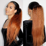 Fabulous Ombre Color Kinky Straight Human Hair Ponytail | Easy To Wear